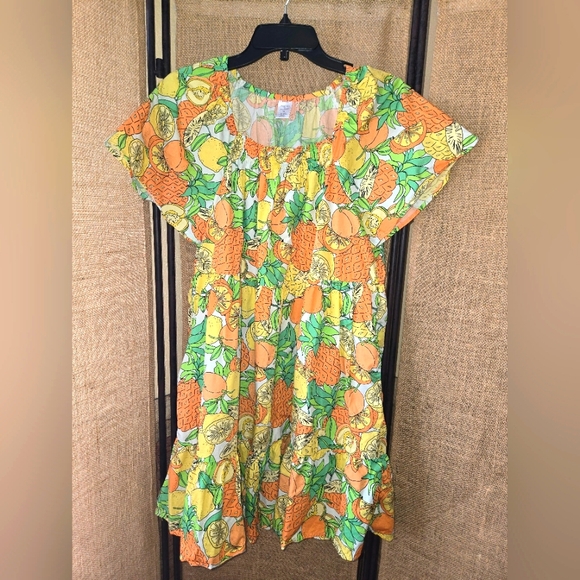 payton and parker Dresses & Skirts - NWOT Payton & Parker Colorful Fruit Print Dress With Pockets Citrus Size Medium